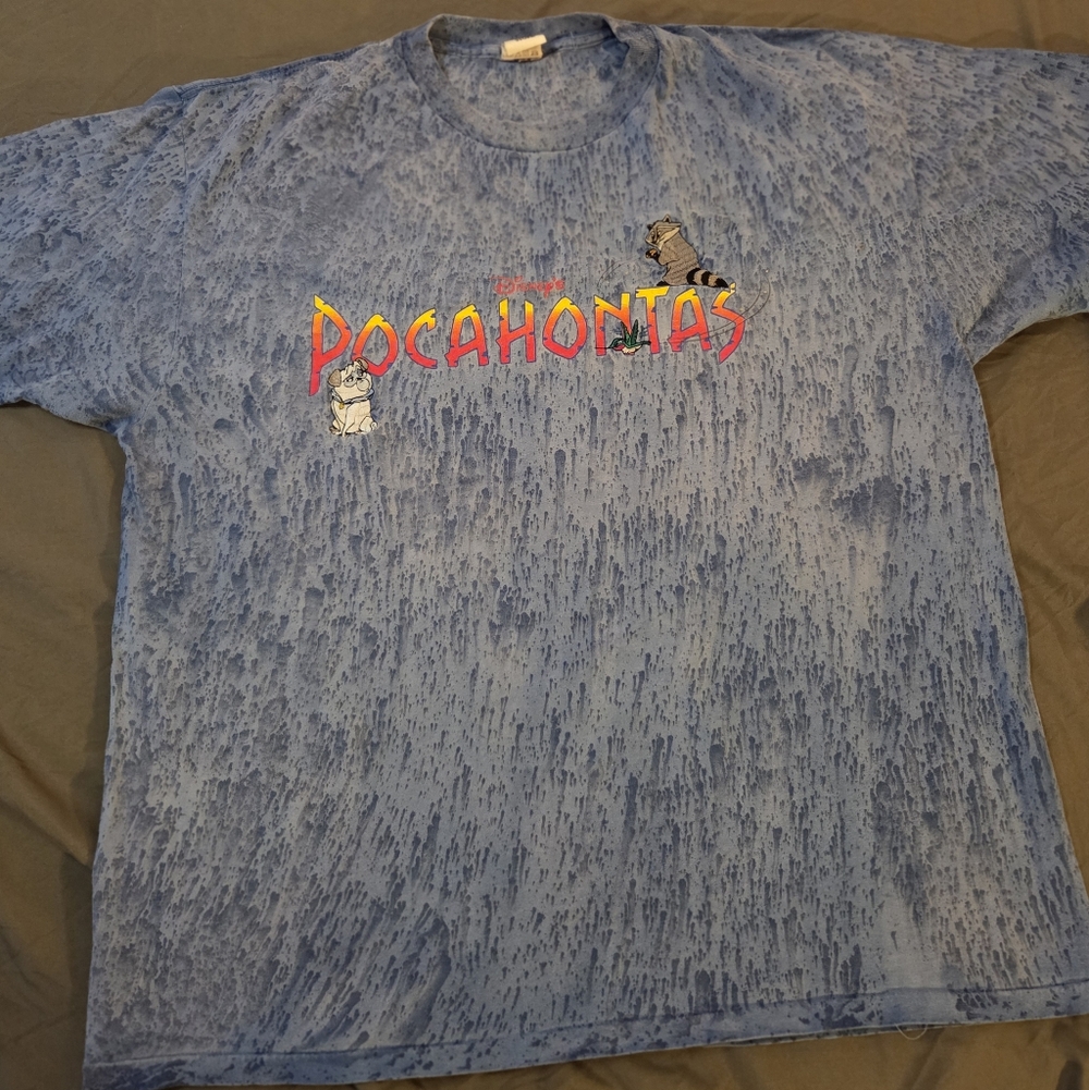 Vintage 90s Disney Pocahontas Meeko Percy T-Shirt X-Large Blue Movie Promo